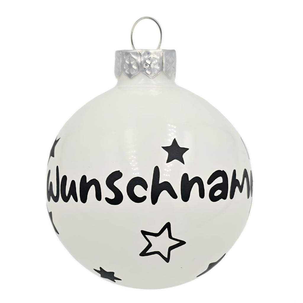 Personalisierte 6 cm Christbaumkugel mit Wunschname – handgefertigte Weihnachtsdeko aus Glas Verschiedene Ausführungen